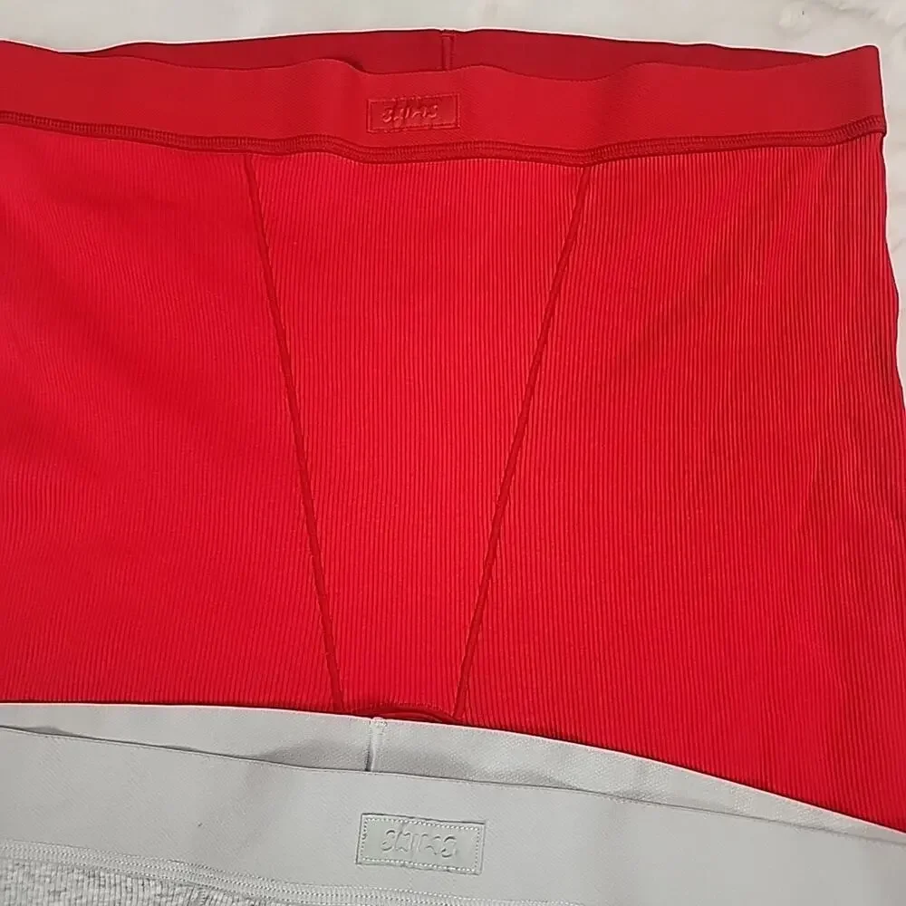 Skims Cotton MENS BOXER BRIEF Merlot Red Size Large NWOT Set Of 2 Gray Red